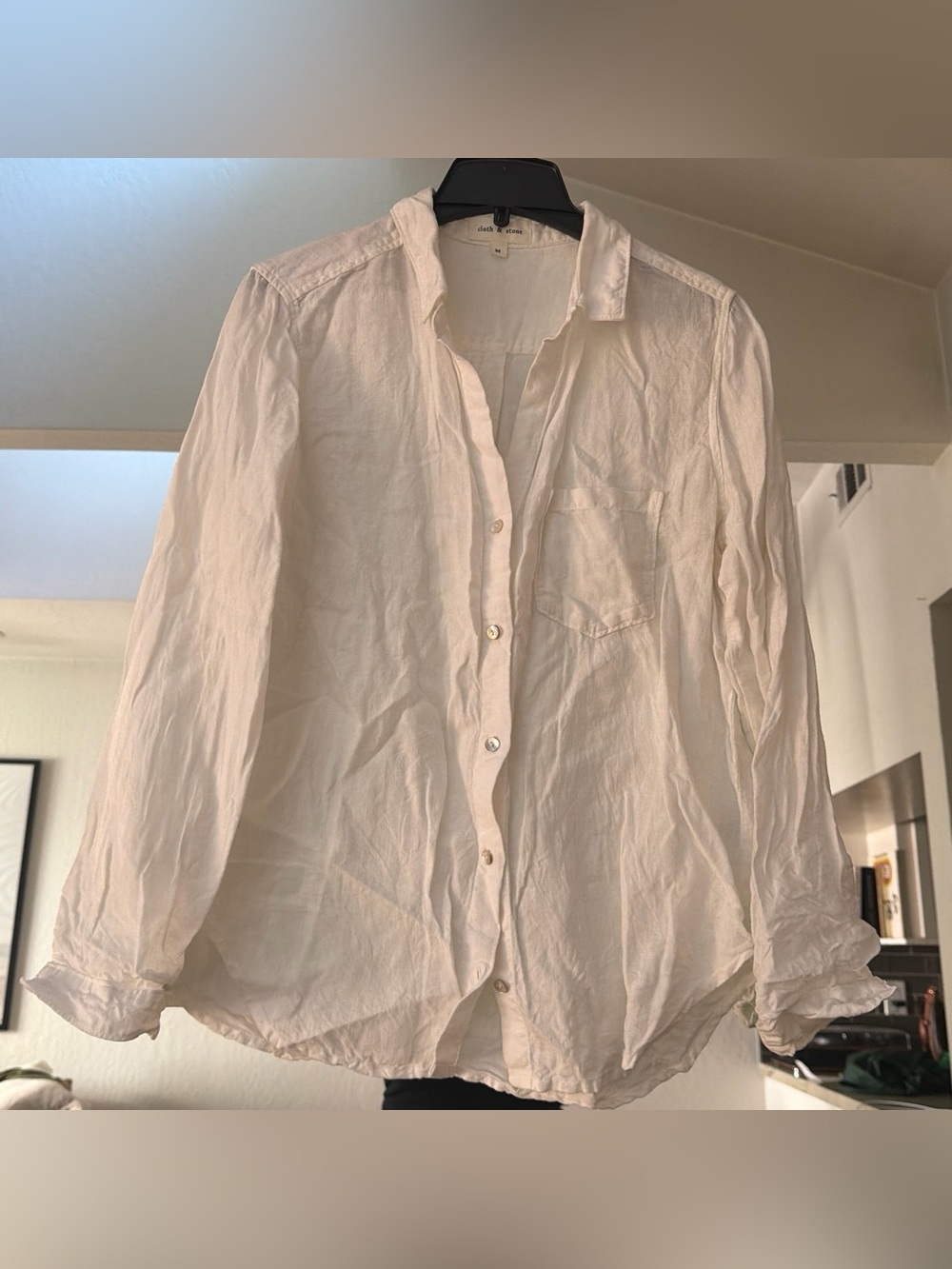 Cloth & Stone White Linen Shirt. Size Medium.